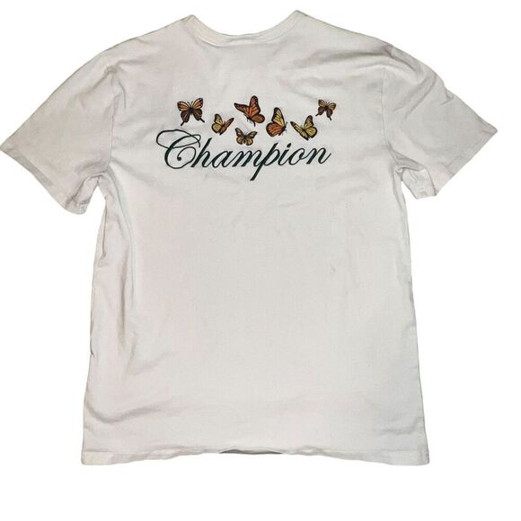 Vtg Champion Reverse Weave Shirt Size Medium Whote Butterfly Embroiderey - Picture 1 of 6